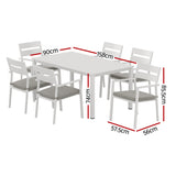 Gardeon 7 Piece Outdoor Dining Set Aluminum Table Chairs 6-seater Lounge Setting