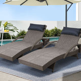 Gardeon 2x Sun Lounge Wicker Lounger Outdoor Furniture Beach Armchair Adjustable Grey&Beige