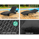 Gardeon Outdoor Wicker Sun Lounge - Black