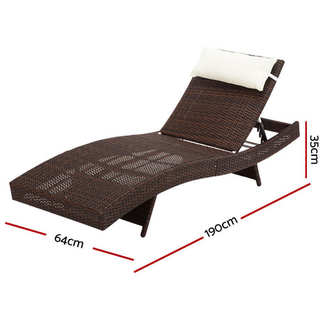 Gardeon Outdoor Wicker Sun Lounge - Brown