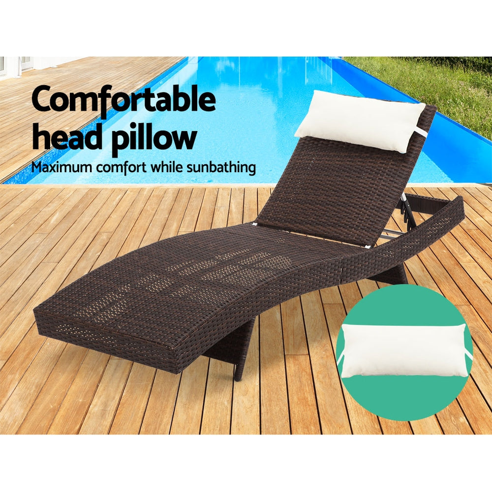 Gardeon Outdoor Wicker Sun Lounge - Brown