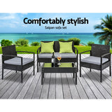 4 Seater Sofa Set Outdoor Furniture Lounge Setting Wicker Chairs Table Rattan Lounger Bistro Patio Garden Cushions Black