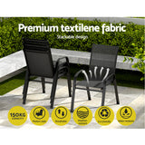 Gardeon 4PC Outdoor Dining Chairs Stackable Lounge Chair Patio Furniture Black