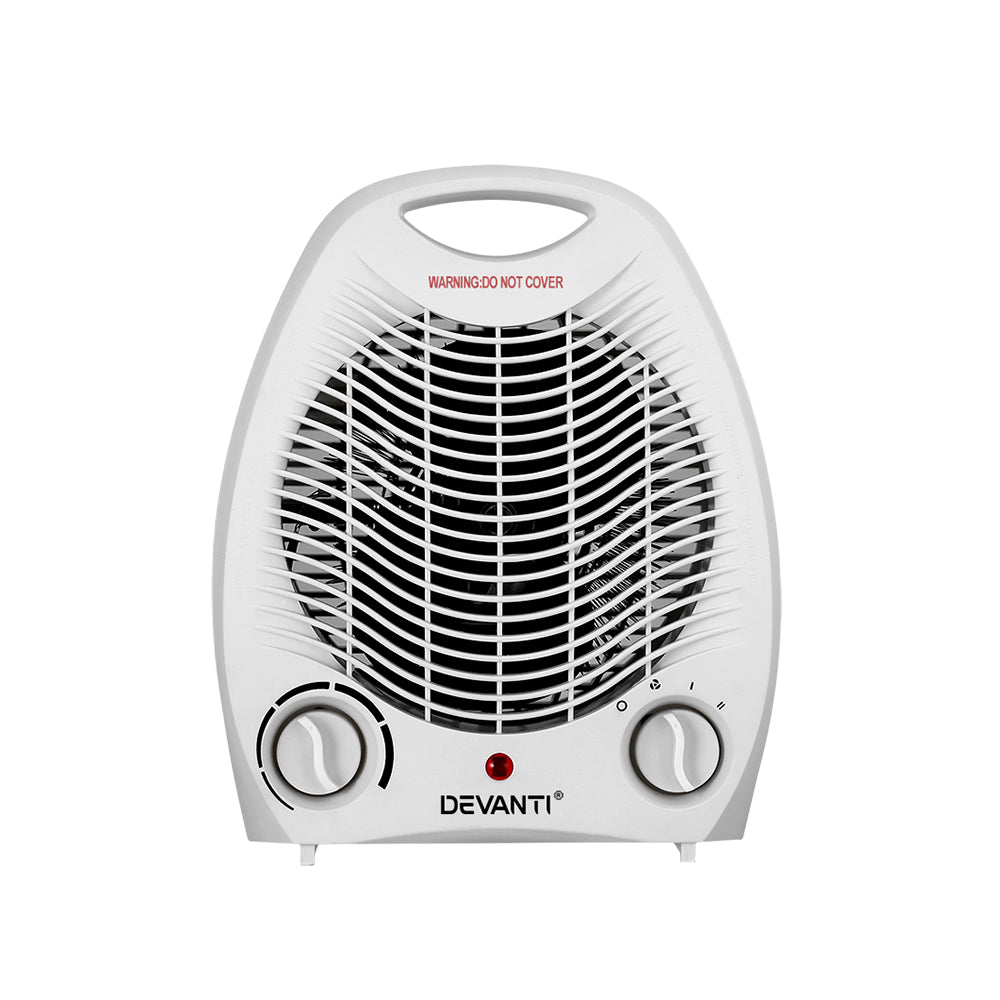 Devanti Electric Fan Heater Portable Room Office Heaters Hot Cool Wind 2000W