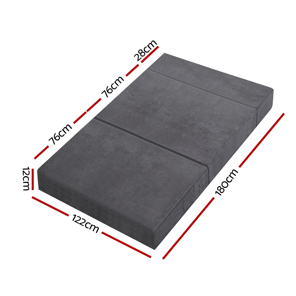 Giselle Bedding Foldable Mattress Folding Foam Bed Mat Double Grey