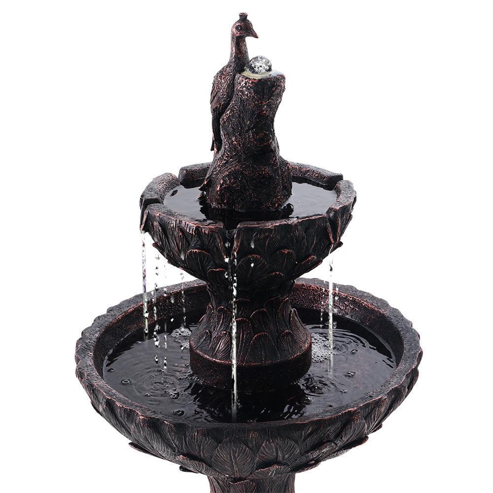 Gardeon Solar Water Feature 3-Tiers Peacock 106cm