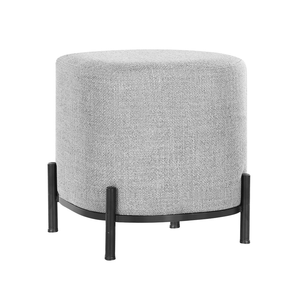 Artiss Square Foot Stool Faux Linen Fabric Ottoman Foot Rest Padded Seat Grey