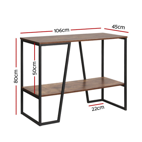 Artiss Console Table 106CM 2-tier Walnut Cora