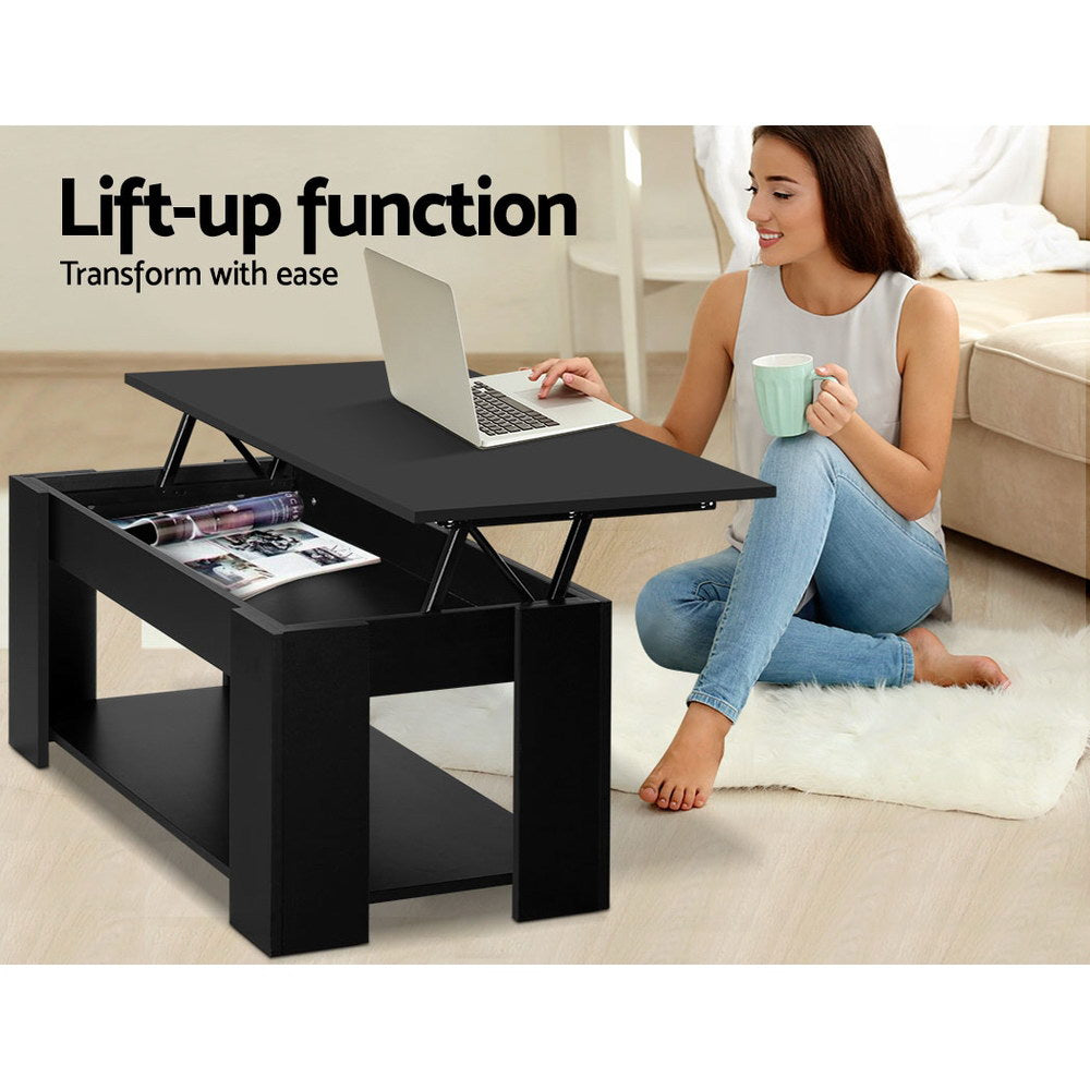 Artiss Coffee Table Lift-top Coffee Table Black