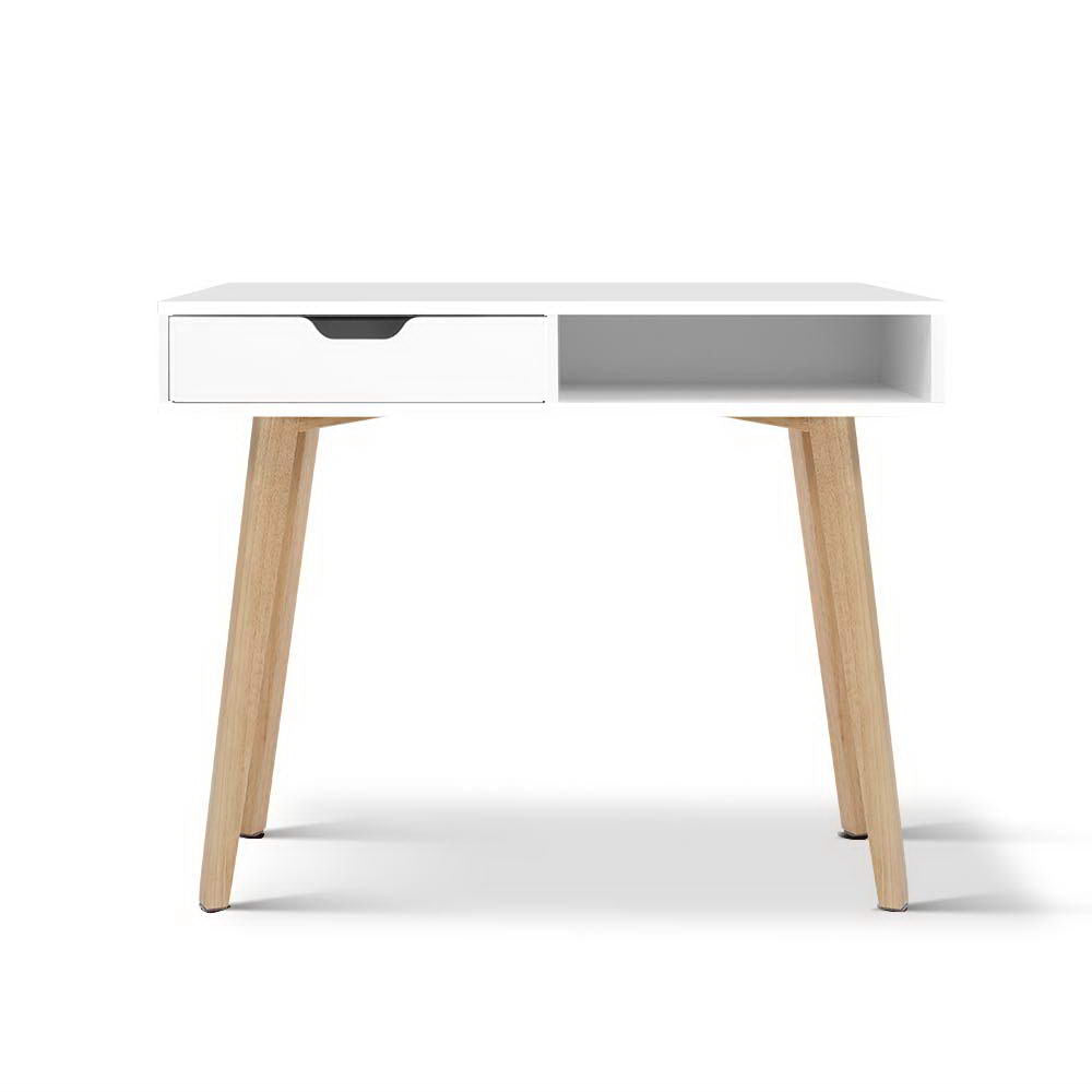 Artiss Computer Desk Drawer Cabinet Shelf White 90CM