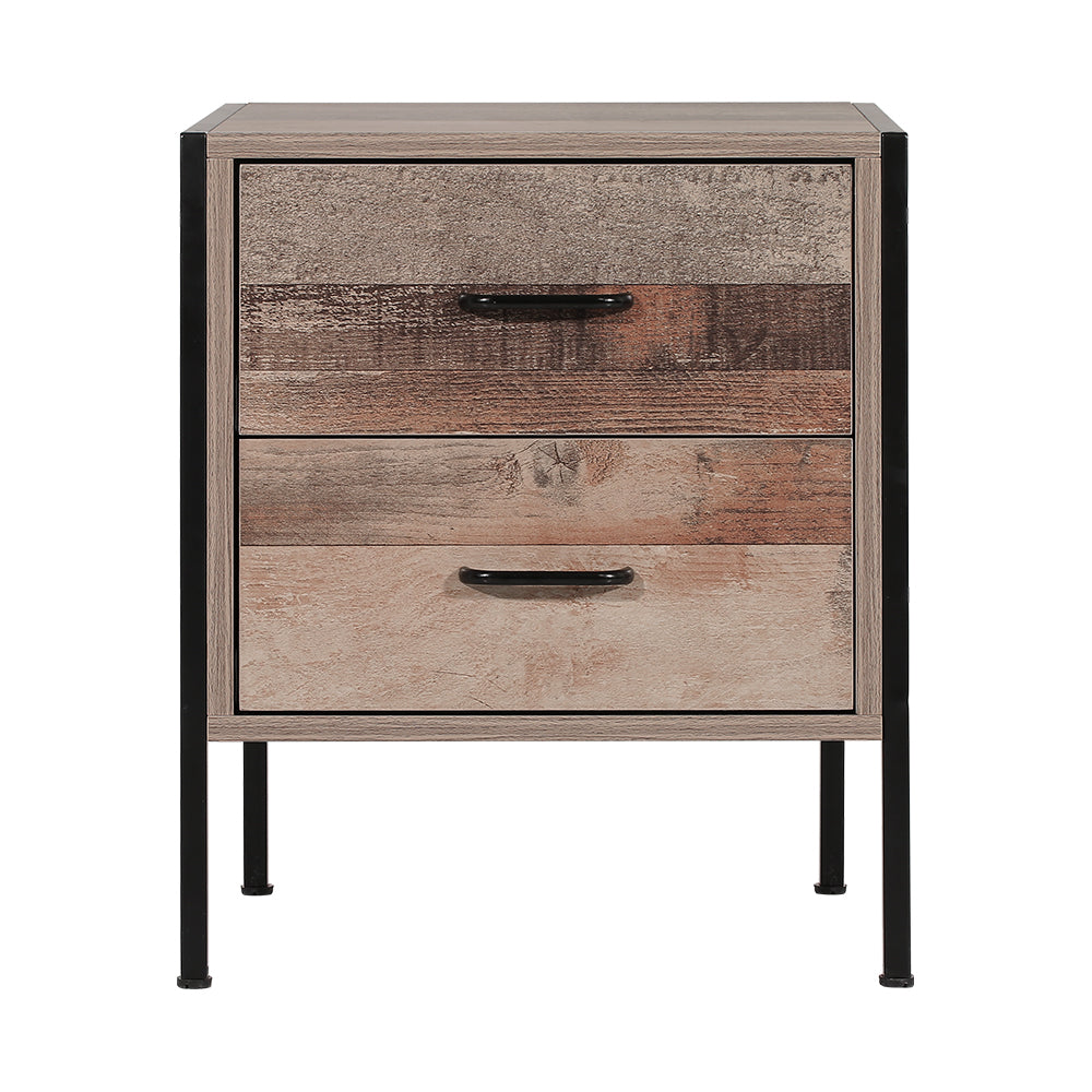 Artiss Bedside Table Drawers Nightstand Metal Oak