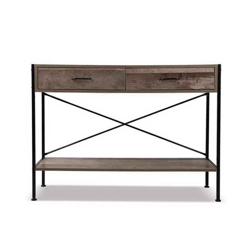 Artiss Console Table 2 Drawers Walnut Marconi