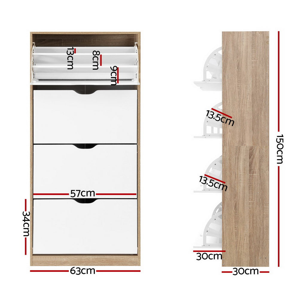 Artiss 48 Pairs Shoe Cabinet Rack Organiser Storage Shelf Wooden