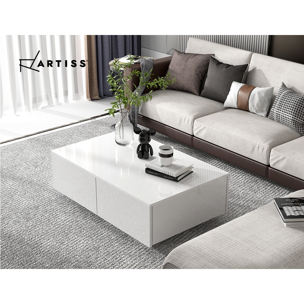 Artiss Coffee Table 4 Drawers White Trevi