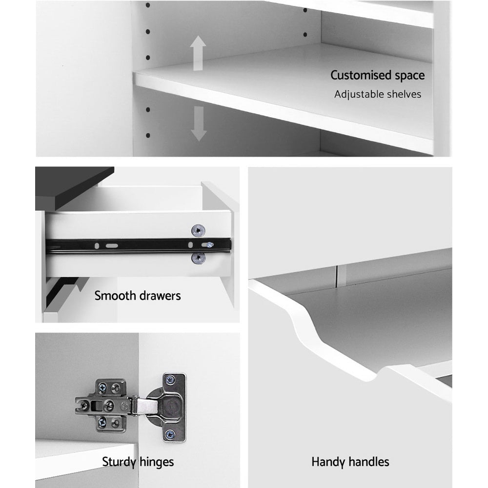 Artiss Shoe Cabinet Shoes Storage Rack High Gloss Organiser Cupboard White