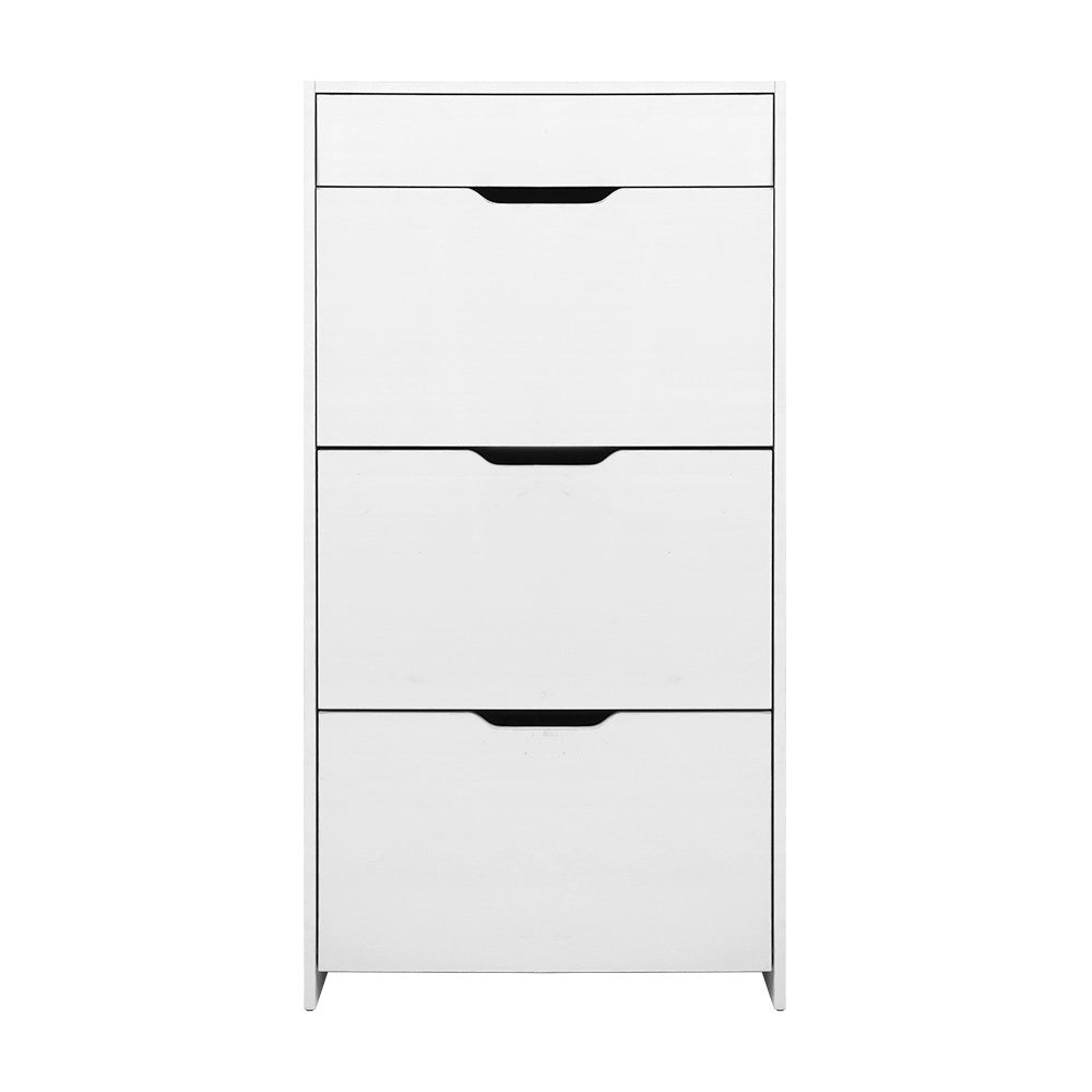 Artiss Shoe Cabinet 3 Tier Shoes Storage Drawer High Gloss White Rack Shelf