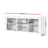 Artiss TV Cabinet Entertainment Unit Stand RGB LED Gloss Furniture 145cm White