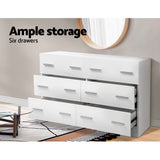 Artiss 6 Chest of Drawers Cabinet Dresser Tallboy Lowboy Storage Bedroom White