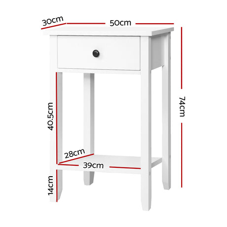 Bedside Tables Drawer Side Table Nightstand White Storage Cabinet White Shelf