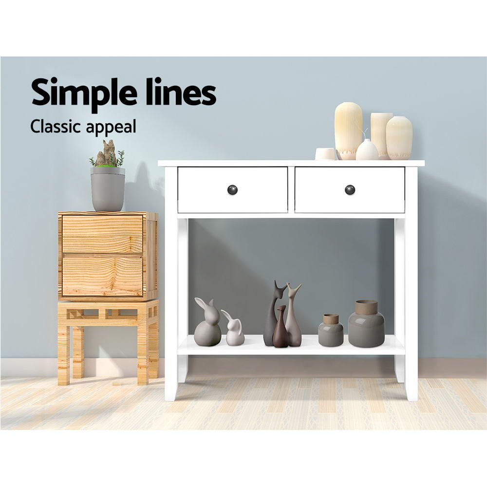 Artiss Console Table 2 Drawers 80CM White Chole