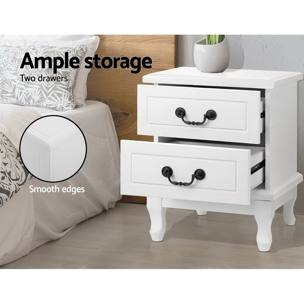 Artiss KUBI Bedside Tables 2 Drawers Side Table French Nightstand Storage Cabinet