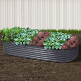 Greenfingers Garden Bed 240X80X42cm Oval Planter Box Raised Container Galvanised