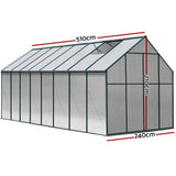 Greenfingers Greenhouse 5.1x2.44x2.1M Aluminium Polycarbonate Green House Garden Shed