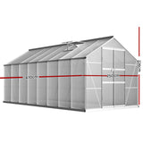 Greenfingers Greenhouse 4.7x2.5x2.26M Double Doors Aluminium Green House Garden Shed