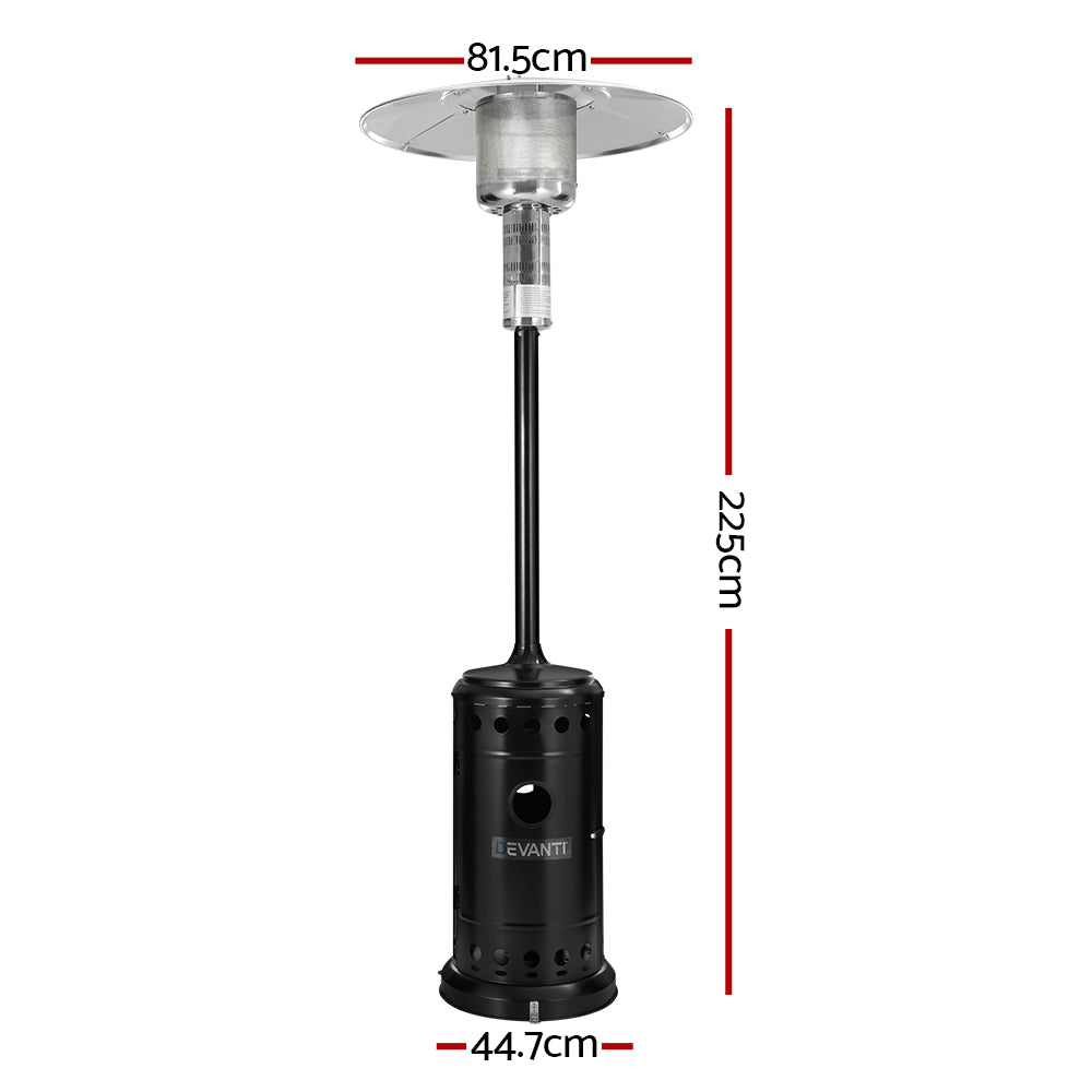 Devanti Portable Gas Patio Heater - Black and Silver