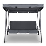 Gardeon Outdoor Swing Chair Garden Bench Furniture Canopy 3 Seater Grey