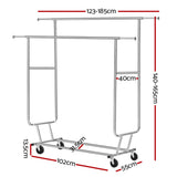 Artiss 6FT Double Rail Clothes Rack Coat Stand Adjustable Garment Rolling Hanger