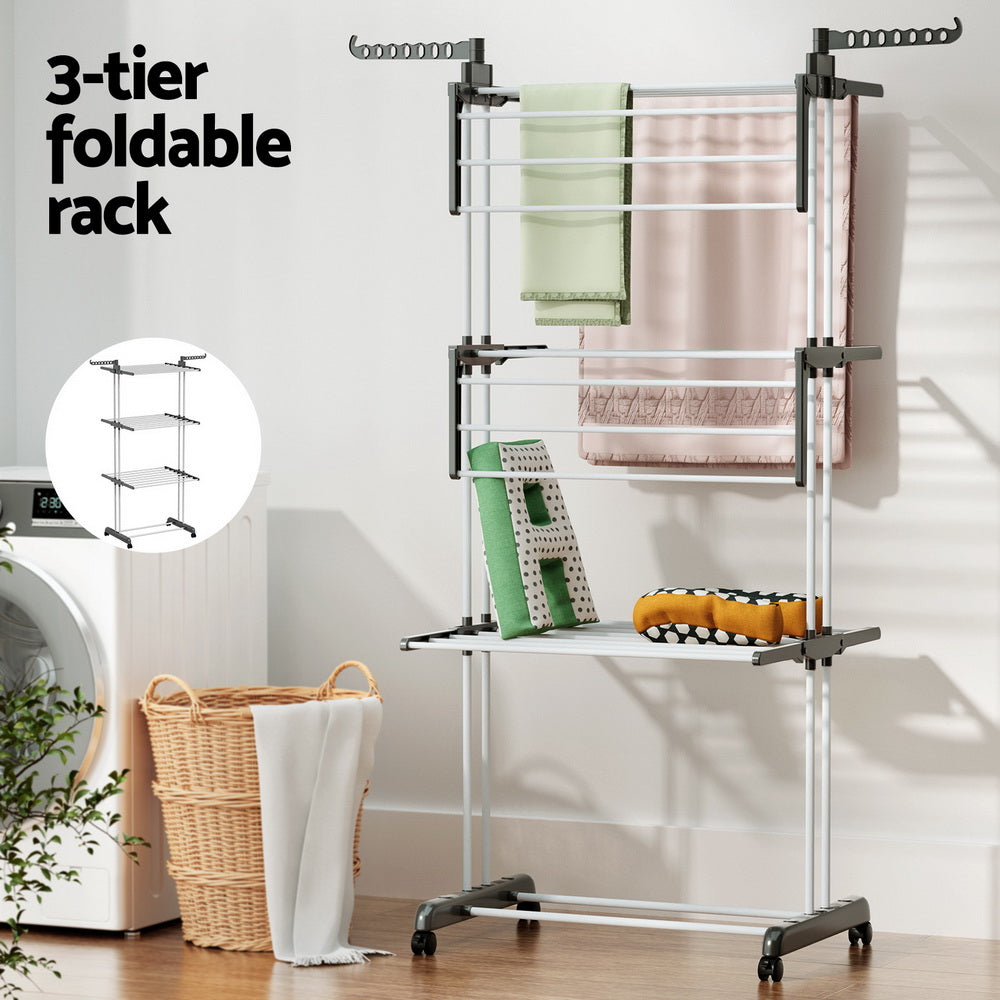 Artiss Clothes Drying Rack 173cm Coat Aier Hanger Foldable