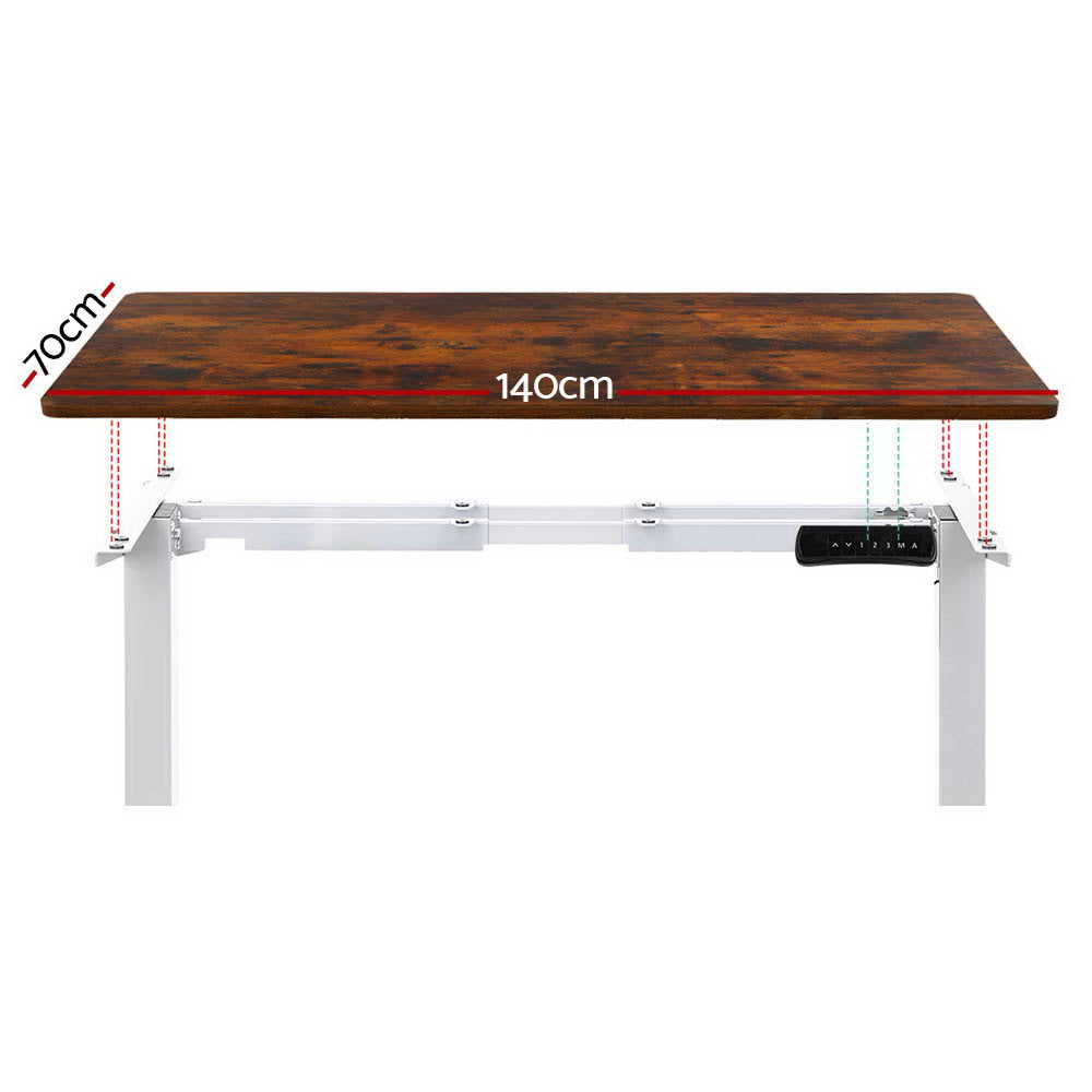 Artiss Standing Desk Motorised Dual Motor 140CM Rustic Brwon