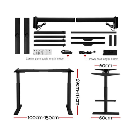 Artiss Standing Desk Motorised Electric Dual Motor Rustic Brown 120CM