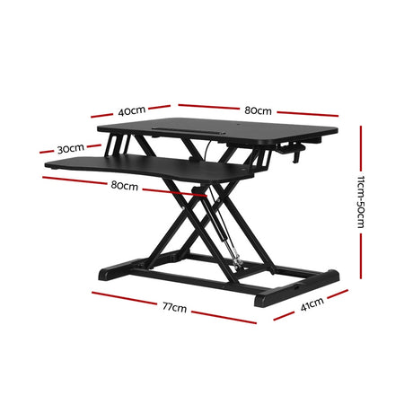 Artiss Standing Desk Riser Height Adjustable Black 80CM