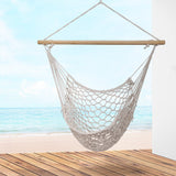 Gardeon Hammock Chair Outdoor Hanging Chair Camping Mesh Indoor Hammocks Cream