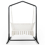 Gardeon Hammock Chair with Stand Macrame Outdoor Garden 2 Seater Cream