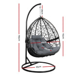 Gardeon Outdoor Egg Swing Chair Wicker Rattan Furniture Pod Stand Cushion Grey