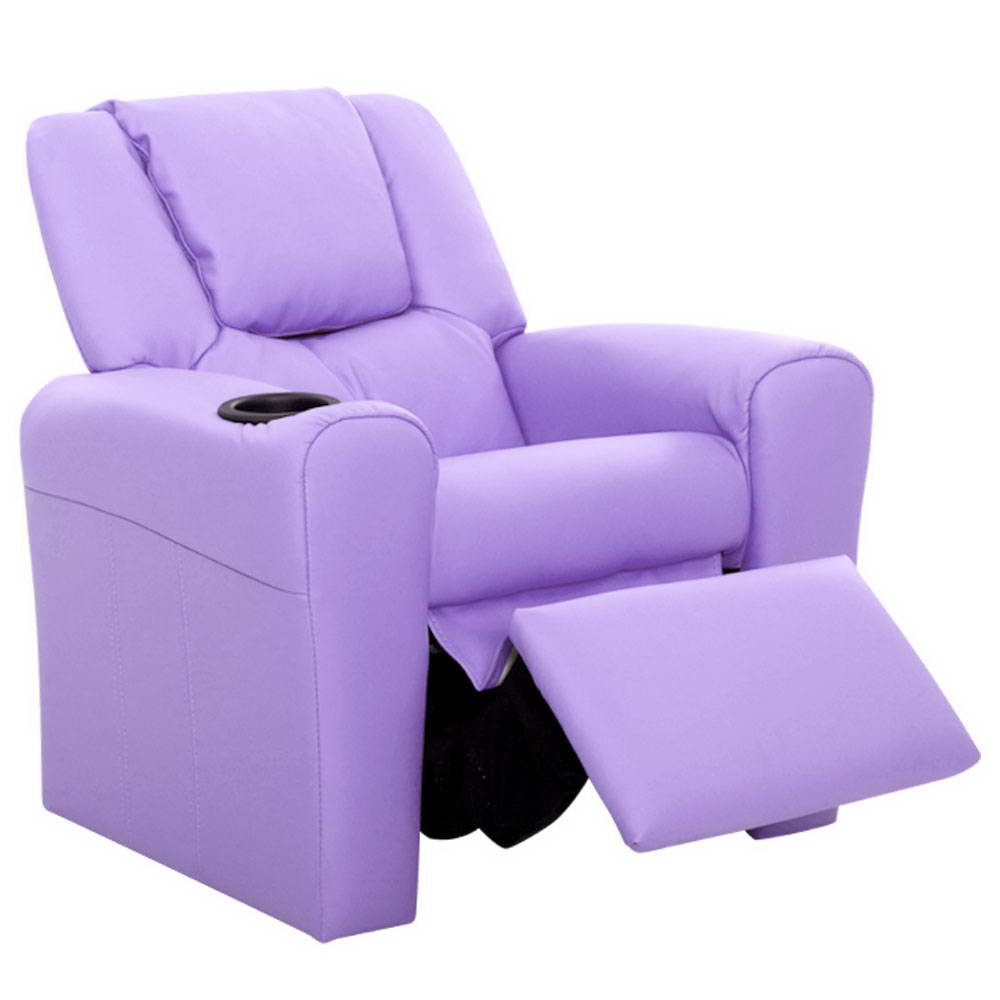 Keezi Kids Recliner Chair Purple PU Leather Sofa Lounge Couch Children Armchair