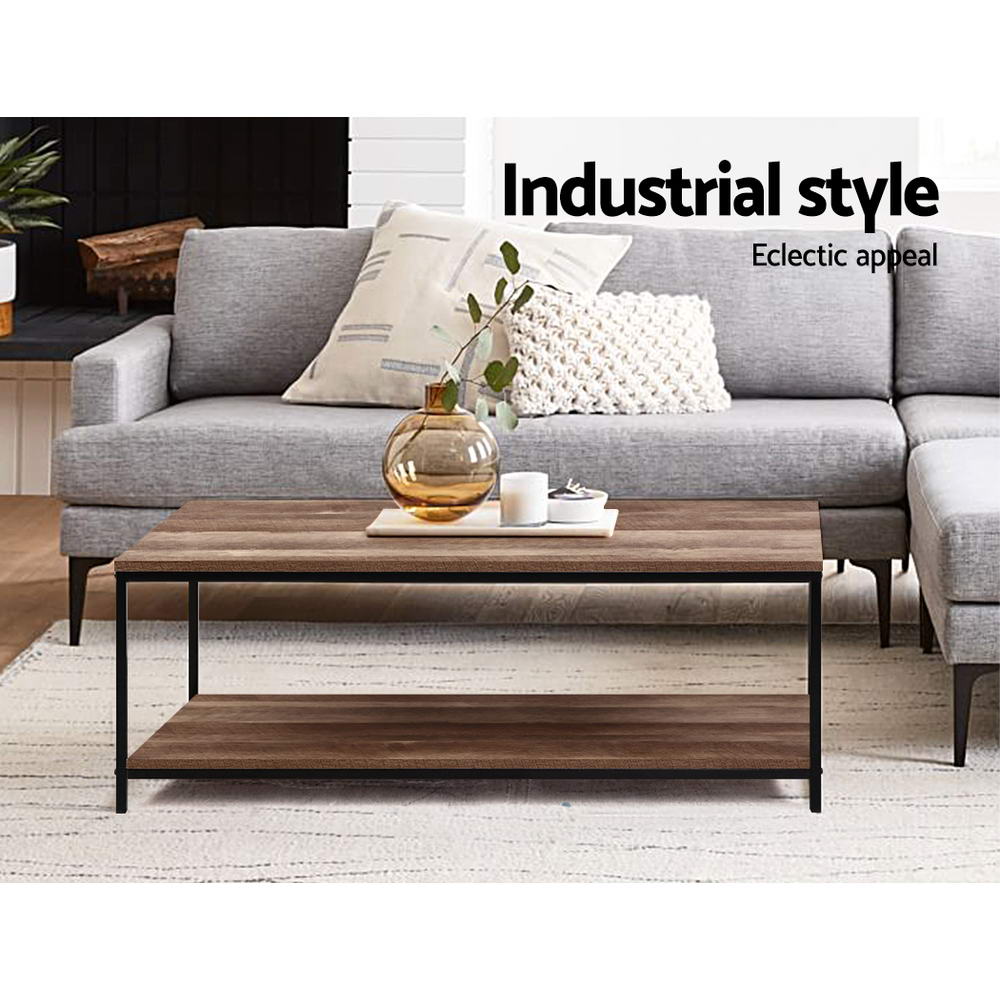 Artiss Coffee Table Rectangular 93CM Walnut Olin