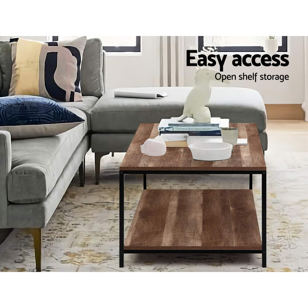 Artiss Coffee Table Rectangular 93CM Walnut Olin