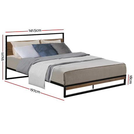 Artiss Metal Bed Frame Double Size Mattress Base Platform Foundation Black Dane