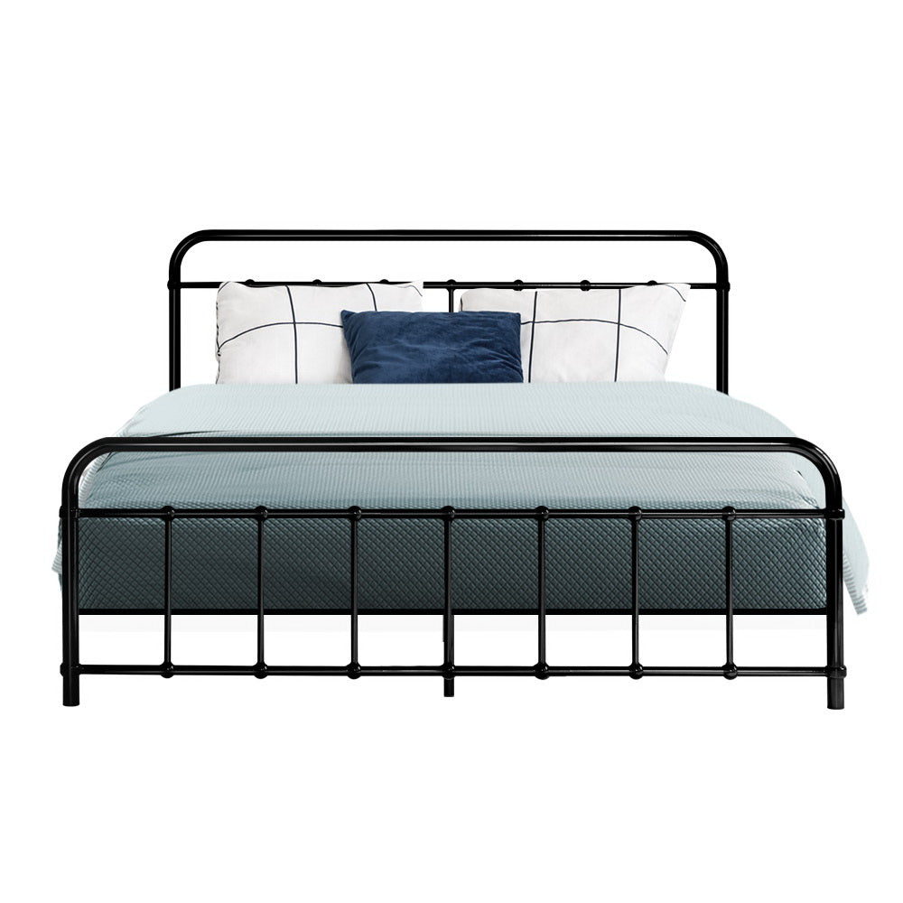 Artiss LEO Metal Bed Frame - Queen (Black)