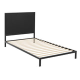 Artiss Bed Frame Metal Bed Base with Charcoal Fabric Headboard King Single PADA