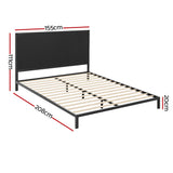 Artiss Bed Frame Metal Bed Base with Charcoal Fabric Headboard Queen Size PADA