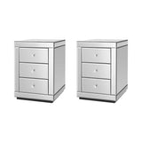 Artiss Set of 2 Bedside Tables Drawers Mirrored Side End Table Cabinet Nightstand