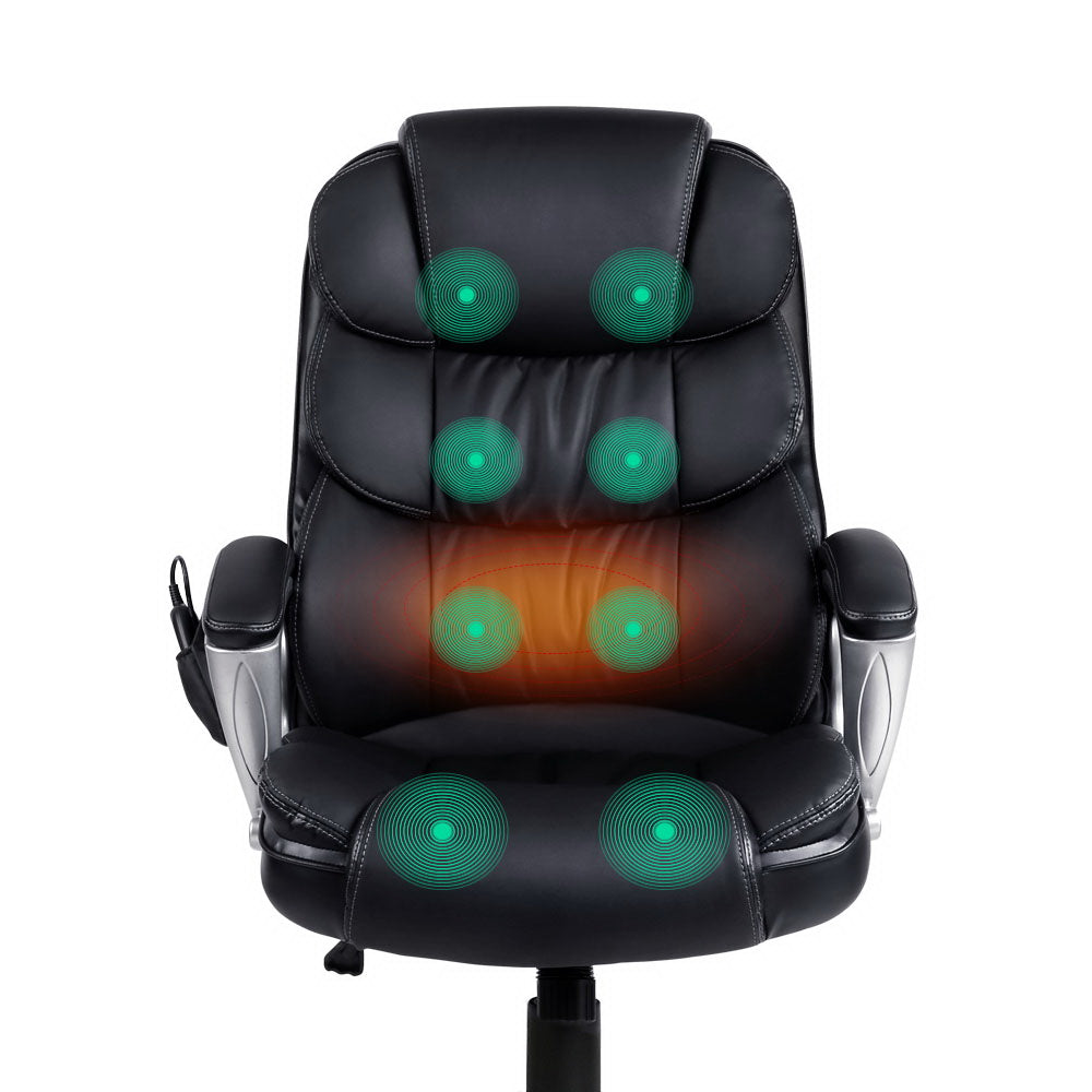 Artiss Massage Office Chair 8 Point PU Leather Black