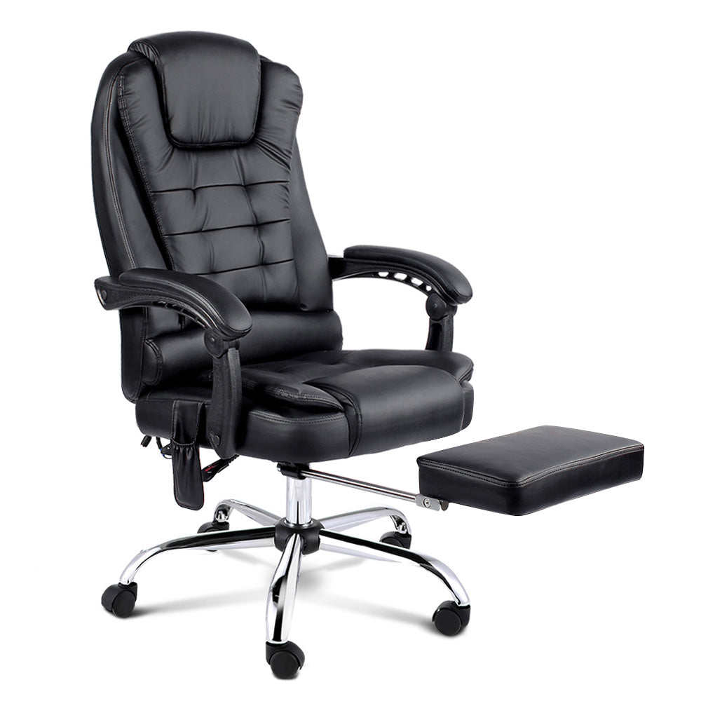 Artiss Massage Office Chair 8 Point Footrest Black