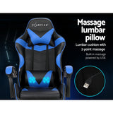 Artiss Massage Gaming Chair 2 Point PU Leather Blue