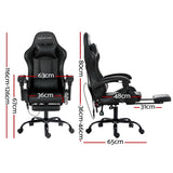 Artiss Massage Gaming Chair 6 Point PU Leather Black